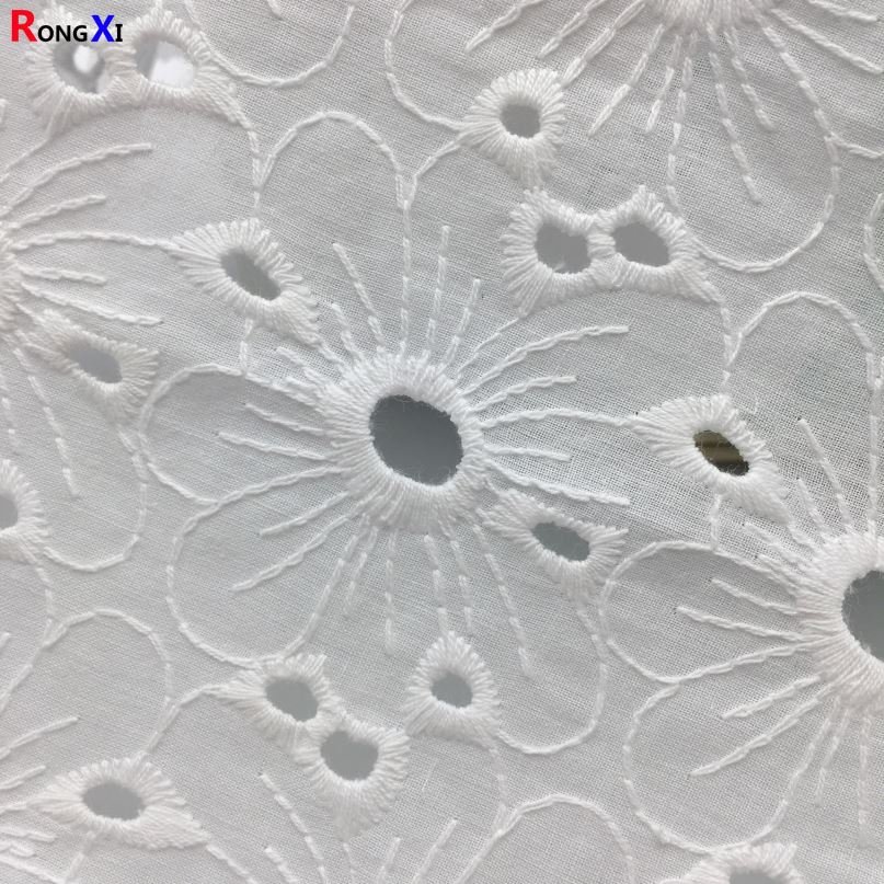 RXF0561 Brand New Cotton Girl Shirt Flora Embroidery Lace Fabric