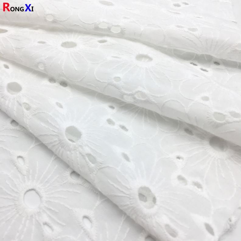RXF0561 Brand New Cotton Girl Shirt Flora Embroidery Lace Fabric