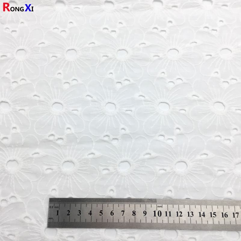 RXF0561 Brand New Cotton Girl Shirt Flora Embroidery Lace Fabric