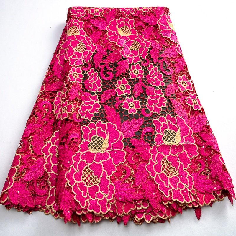 3479 African Water Soluble Lace Fabric With Stones 2023 Latest Guipure Cord Lace Fabric For Women Wedding Party