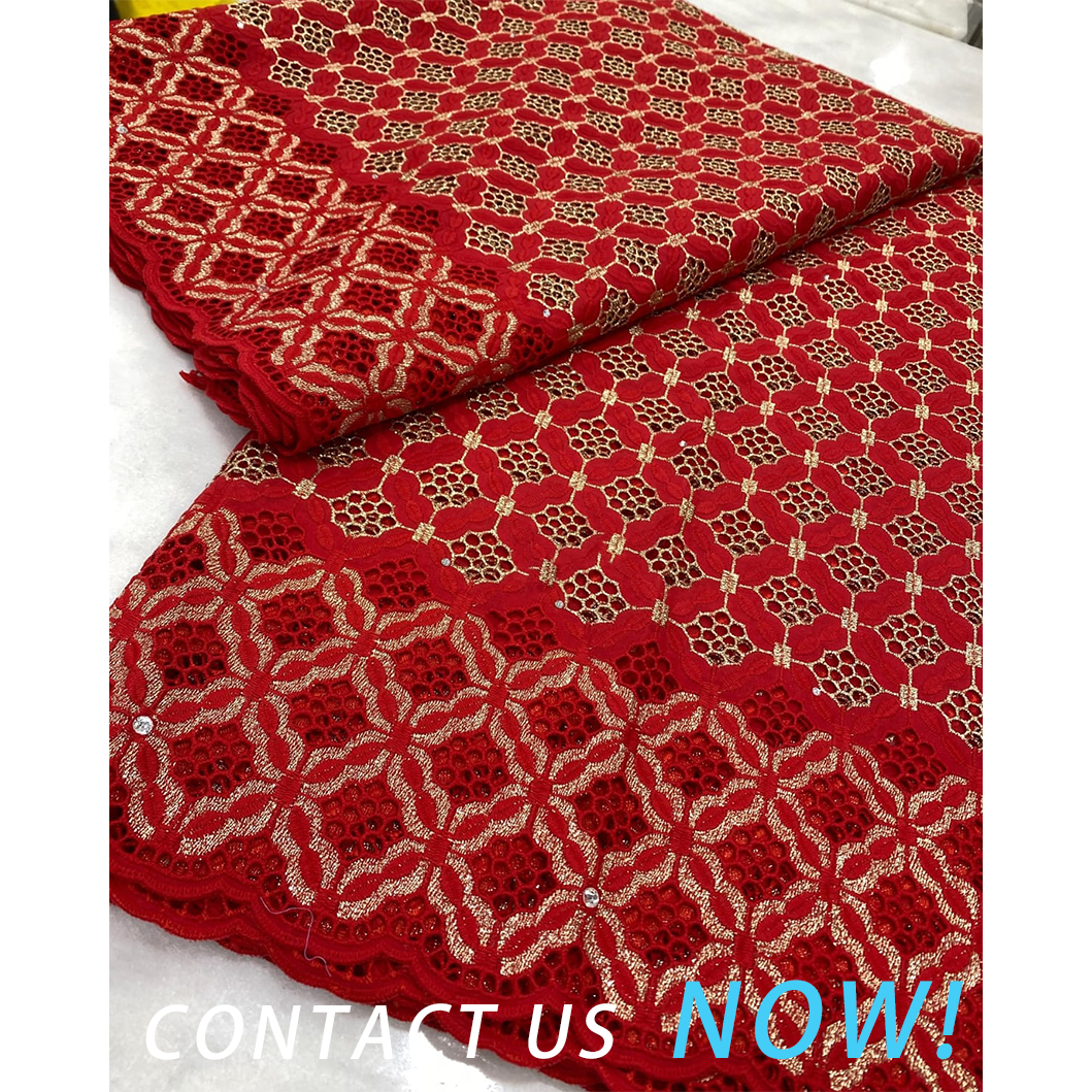 Wholesale African African 100% Cotton Lace Fabric Senegal Brocade Wedding Lace Fabric For Garment