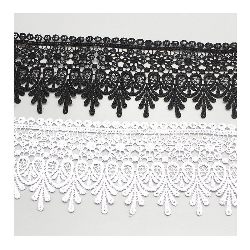 Garment Accessories Black Polyester Lace Trim Multicolor Embroidered Trim