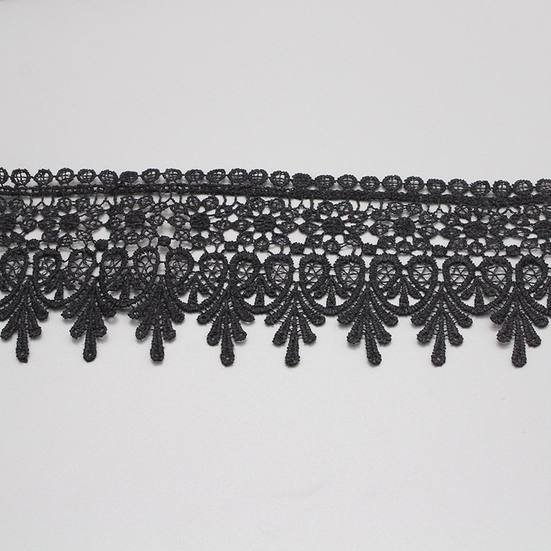 Garment Accessories Black Polyester Lace Trim Multicolor Embroidered Trim