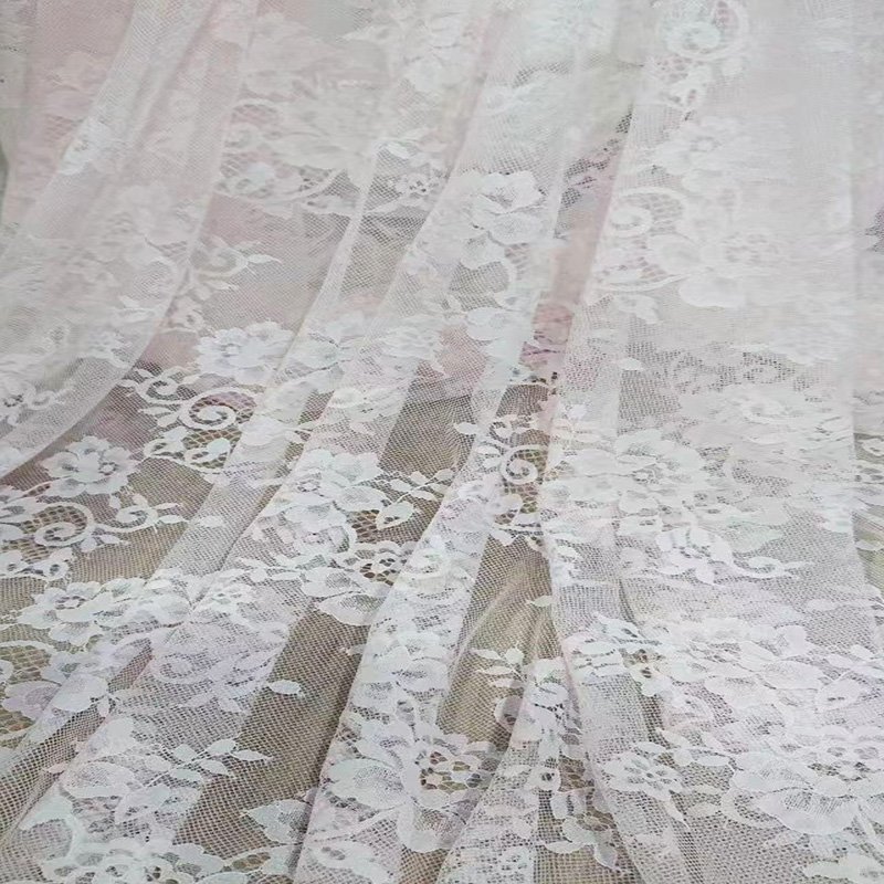 New Style Factory high quality pink color butterfly design nylon cotton lace fabric for dress