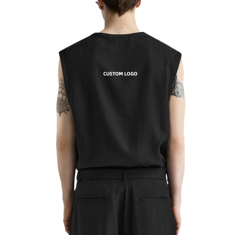 custom logo sleeveless gym workout quick dry elastin ribbed 100% cotton blank solid regular knit basic undershirts tank top