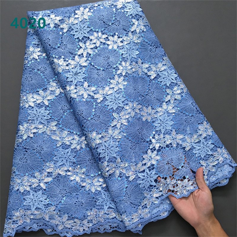 Wholesale Gold African Cord Sequined Lace Fabric High Quality Water Soluble Lace for Women Party Dresses Sewing 4020