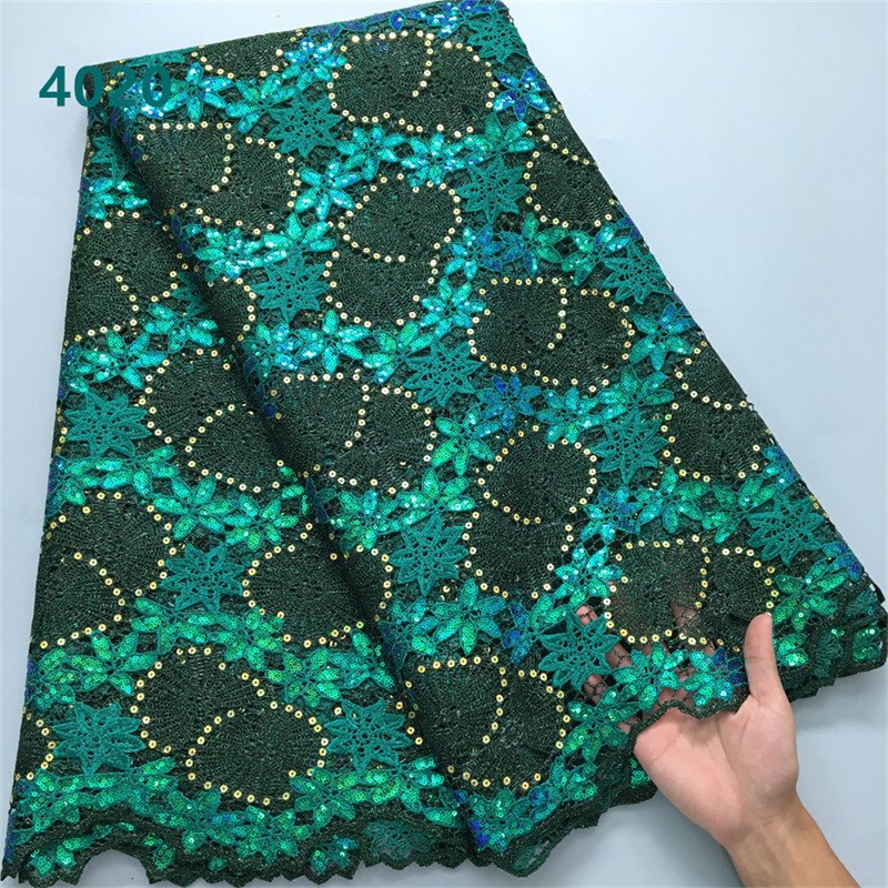 Wholesale Gold African Cord Sequined Lace Fabric High Quality Water Soluble Lace for Women Party Dresses Sewing 4020