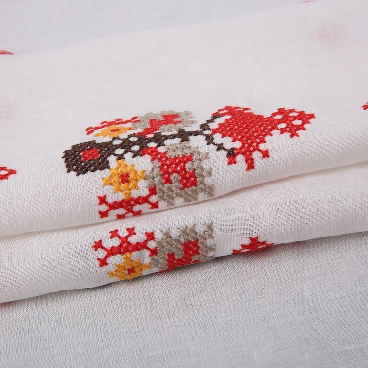 HA-13085D China factory price multi color 100% linen all over embroidery fabric for women dress