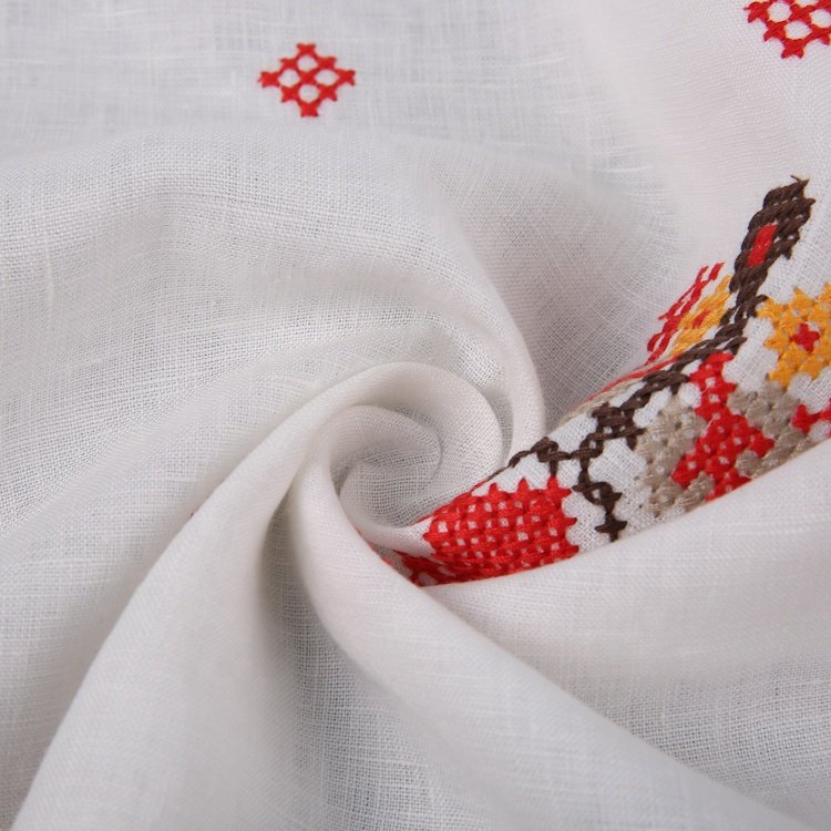 HA-13085D China factory price multi color 100% linen all over embroidery fabric for women dress