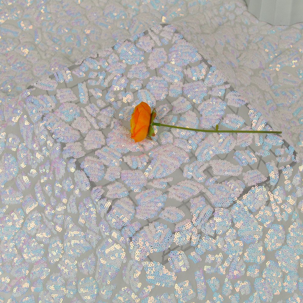 polyester glitter Bridal Lace Fabric Beaded Embroidery Lace Sequins Fabric for Wedding Evening Dress
