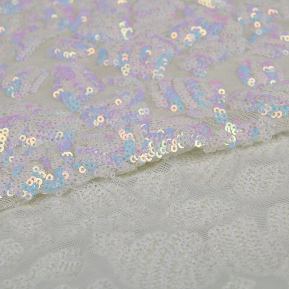 polyester glitter Bridal Lace Fabric Beaded Embroidery Lace Sequins Fabric for Wedding Evening Dress