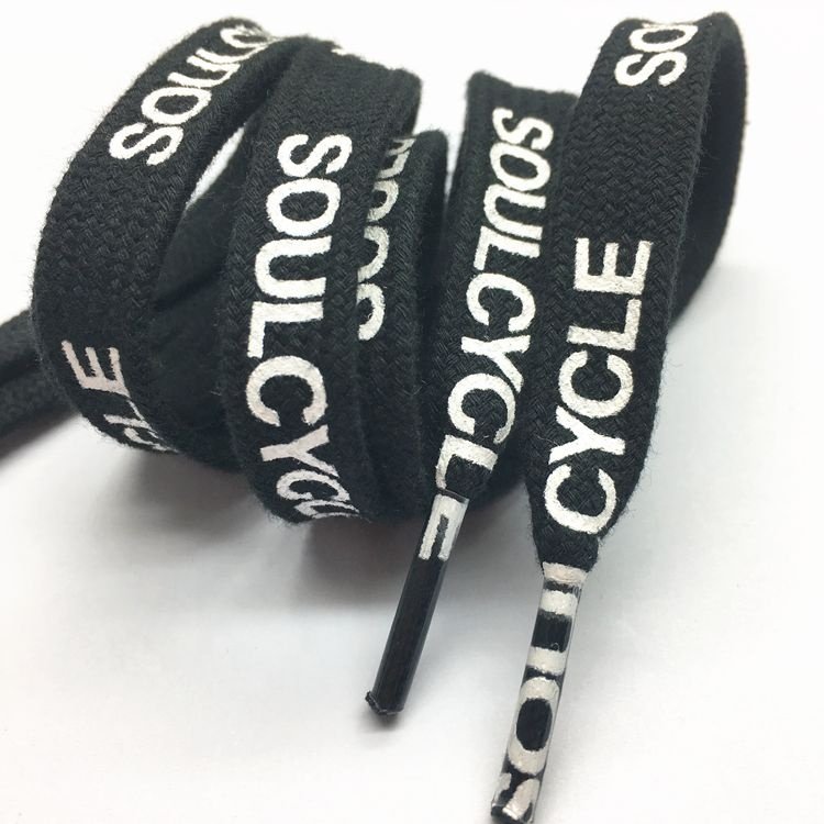 custom printed woven flat shoelace,metal tips shoe lace