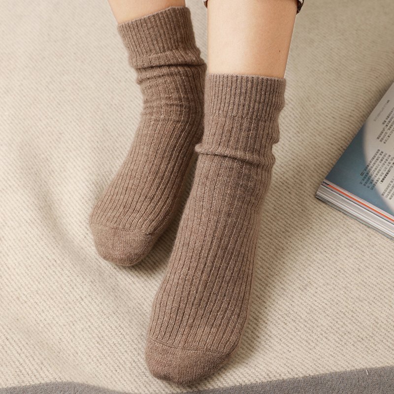 designer brand colorful cute fashion ladies cashmere knit socks custom design logo short slouch thermal thick winter women socks