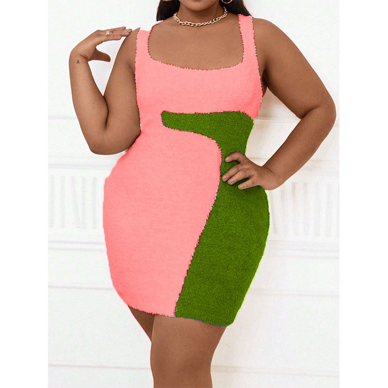 Custom OEM ODM Rib-knit aka sororit Color Block Sweater Dress zeta rho women's knitted dress sleeveless