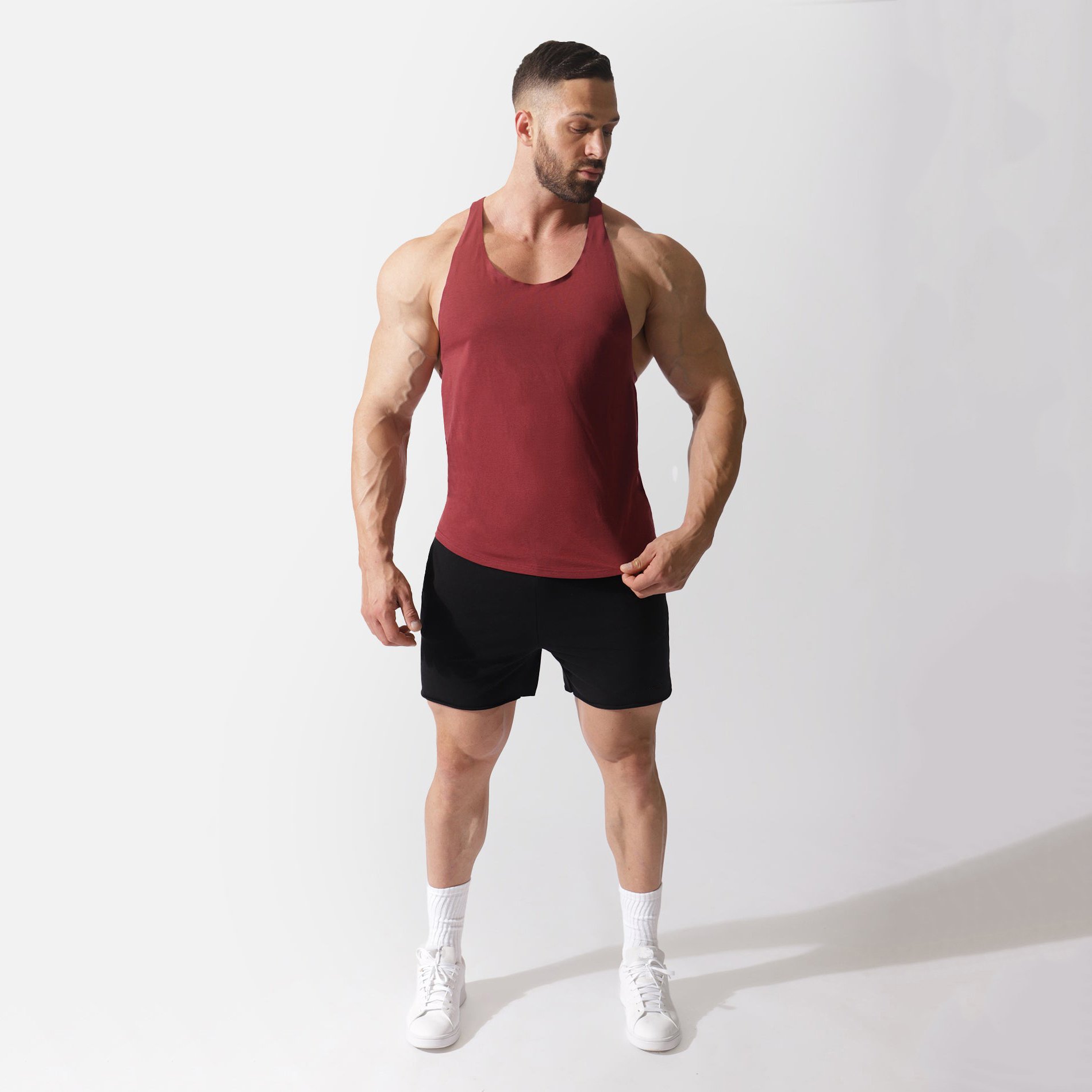 Solid Color Sleeveless Fitness Tank Top for Men Summer Cotton Training Vest with Mesh for Running and Workouts