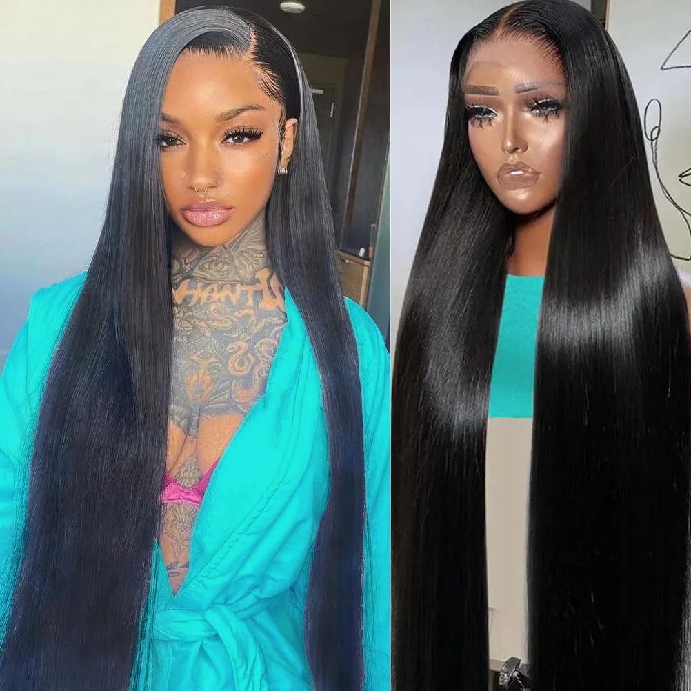40 inches HD Lace Full Virgin Brazilian Human Hair Wigs Deep Wave Curly Transparent Lace Front Human Hair Wigs for Black Women