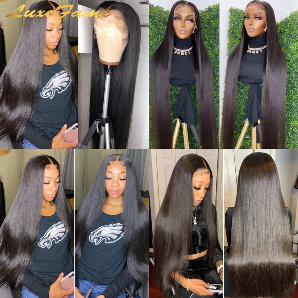 Brazilian Bone Straight Human Hair Lace Front Wig Remy Transparent Lace Wigs Natural Human Hair Wigs for Black Women
