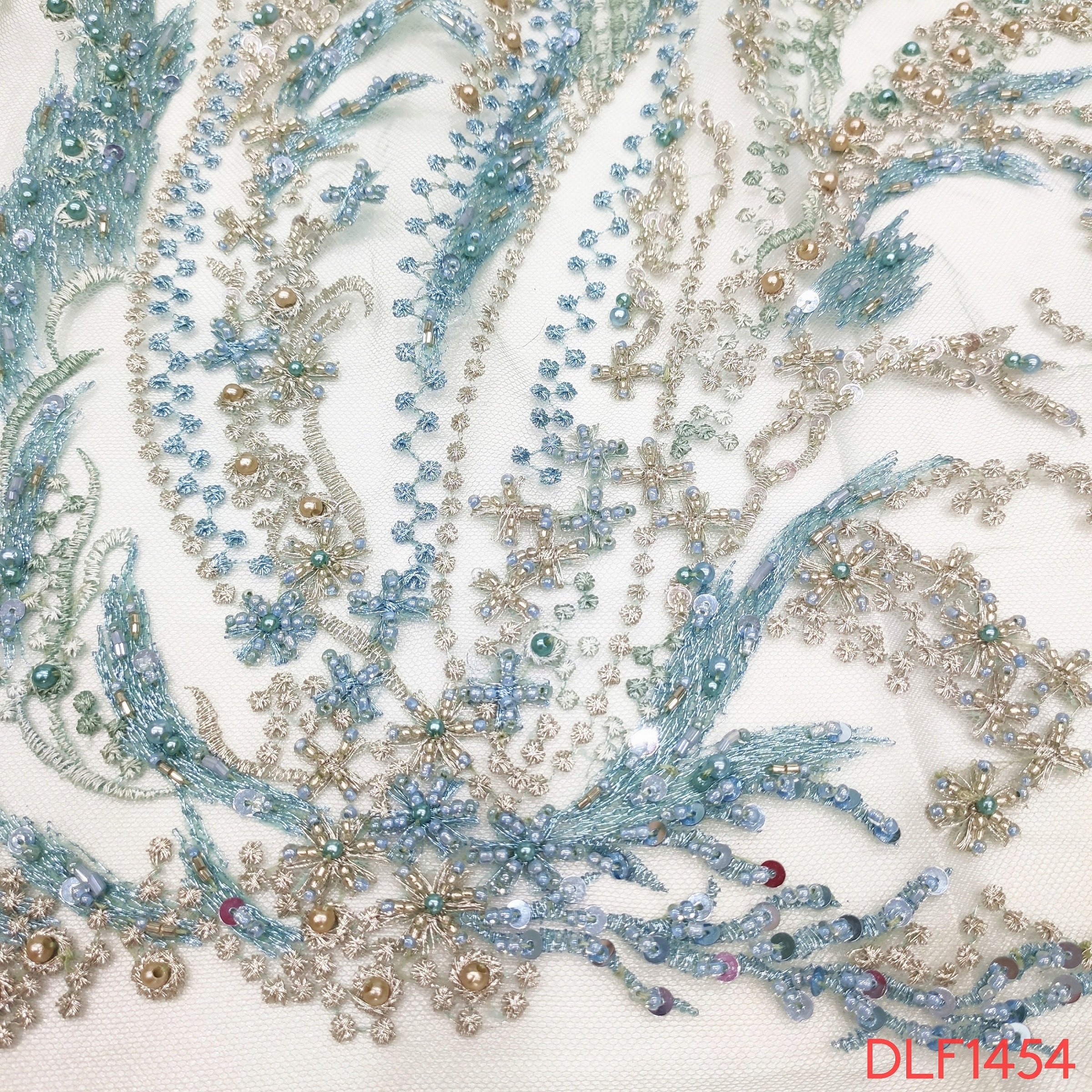 Tela de encaje con cuentas high quality luxury beaded sequin with pearls embroidery tulle lace fabric for dresses