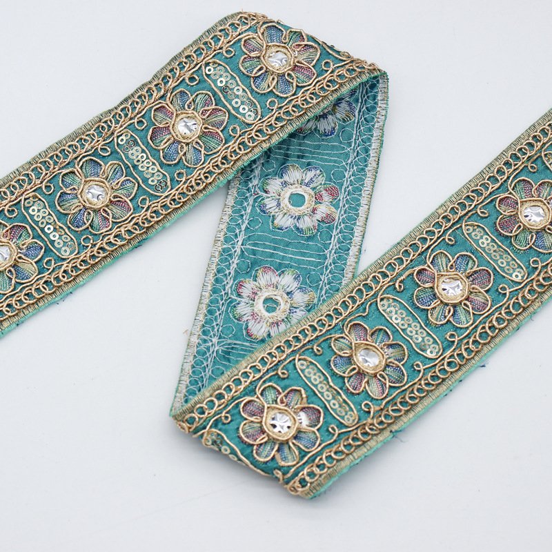 Embroidered Fabric Woven Ribbon Vintage Ethnic Embroidery Lace Ribbon for Clothes Bag Accessories