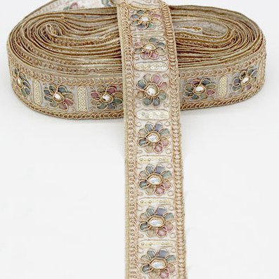 Embroidered Fabric Woven Ribbon Vintage Ethnic Embroidery Lace Ribbon for Clothes Bag Accessories