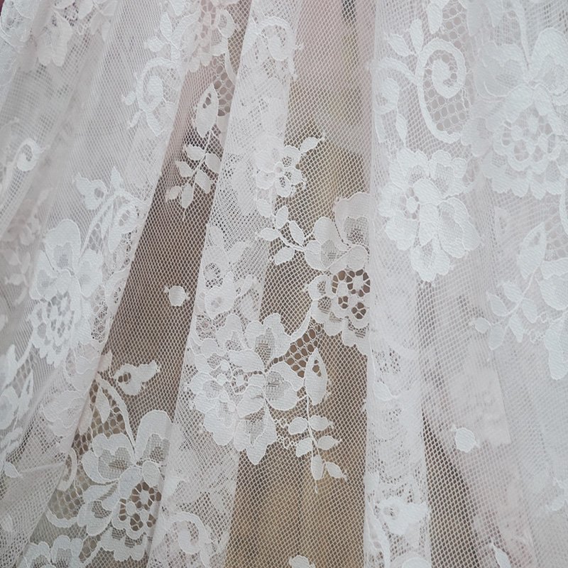 Wholesale fashion design pink french tulle lace fabric for bridal wedding dress