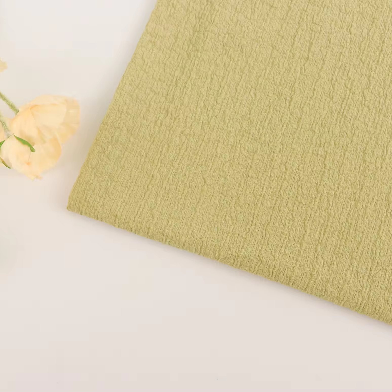 Plain Color Baby Clothing 95% Polyester 5% Spandex Double Gauze Muslin Bubble Crepe Fabric