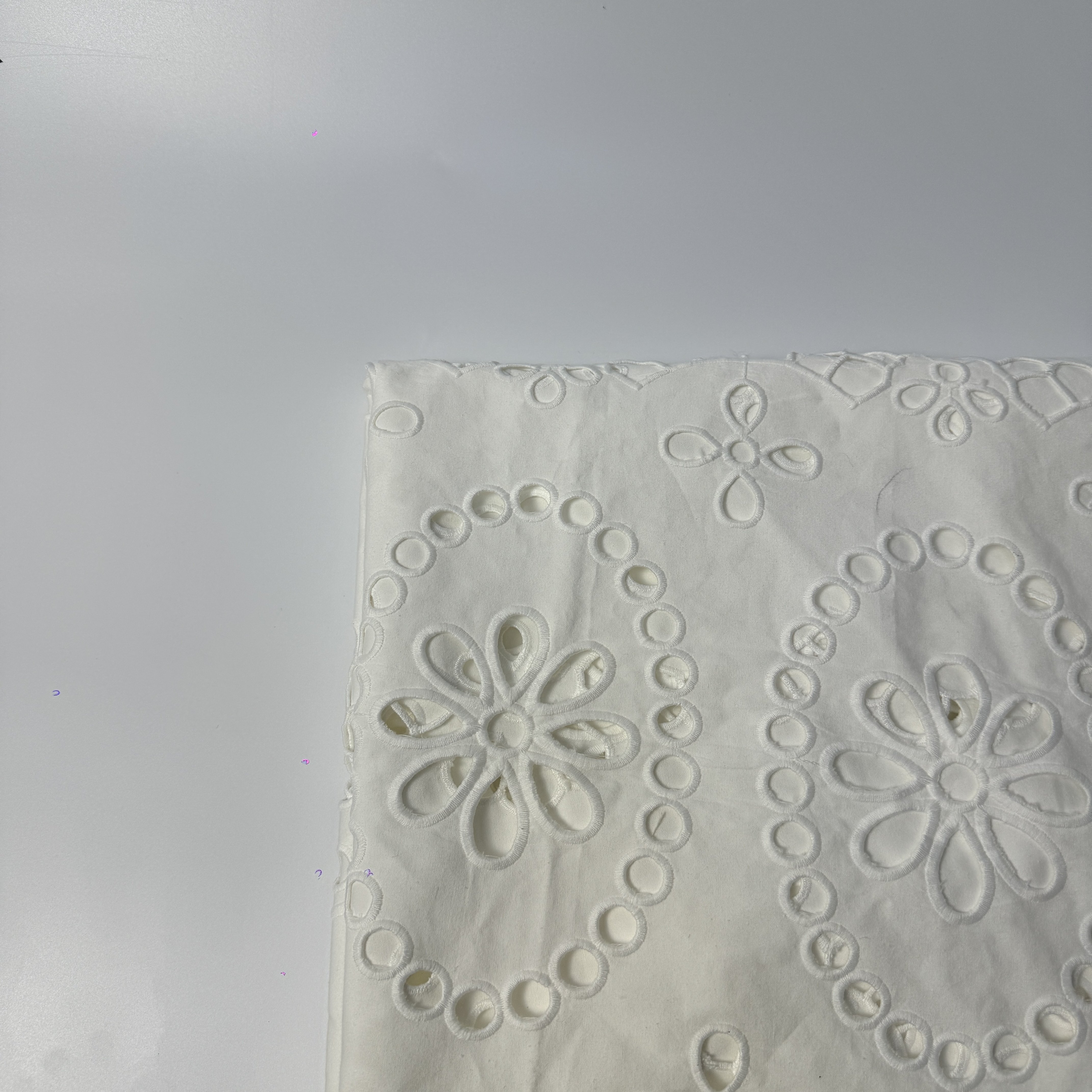 China Factory Wholesale Price Custom Heavy Weight White 100 Combed Cotton Malaysia Chemical Eyelet Lace Hand Embroidery Fabric