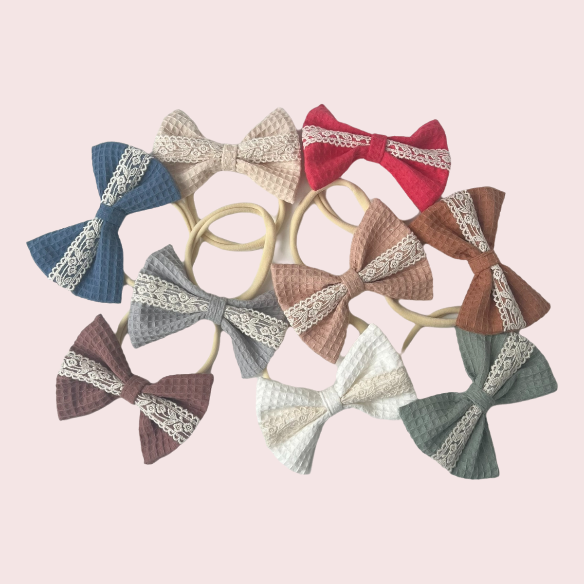 New Product Kids Headwear Hair Accessories Bow 100% Cotton Fabric With lace