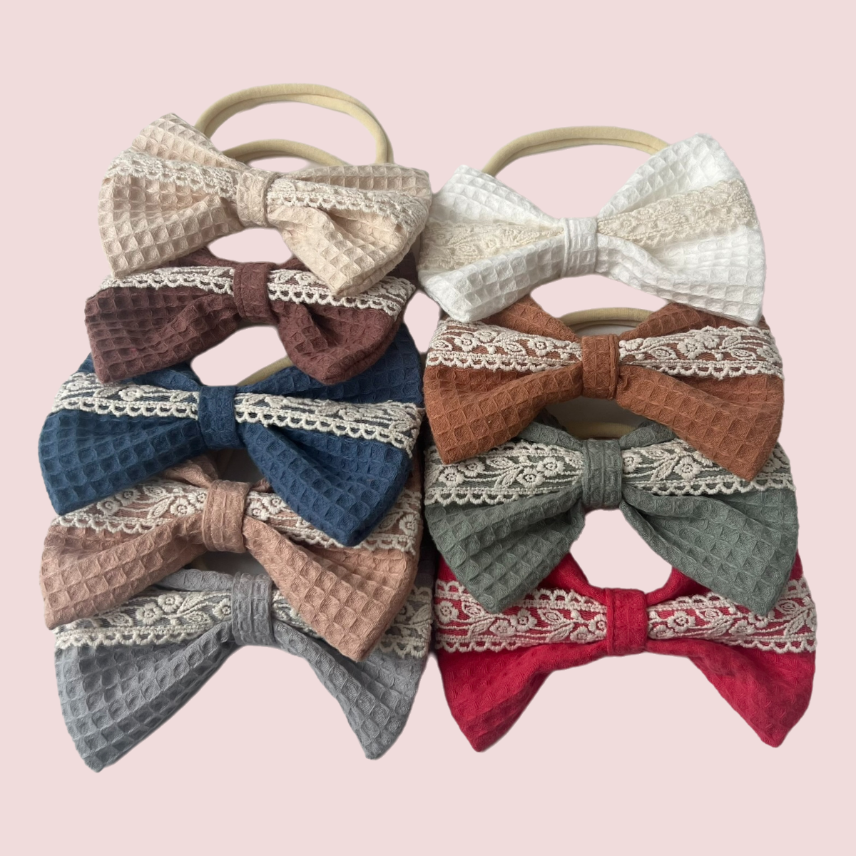 New Product Kids Headwear Hair Accessories Bow 100% Cotton Fabric With lace