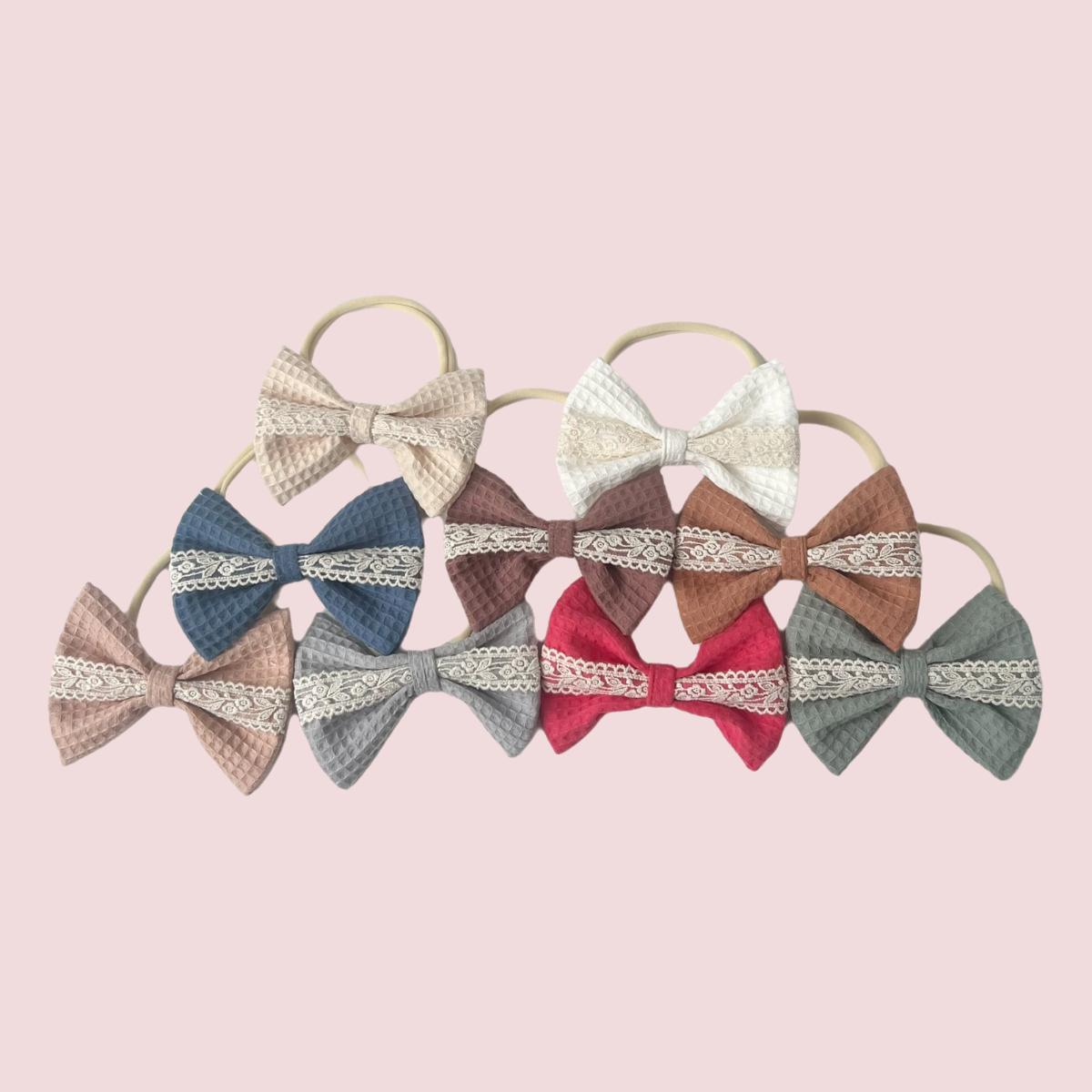New Product Kids Headwear Hair Accessories Bow 100% Cotton Fabric With lace