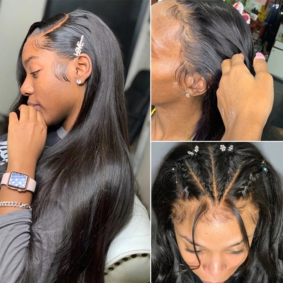 Bone Straight Brazilian Human Hair Lace Front Wig Remy HD lace Wigs Natural Human Hair Wigs For Black Women
