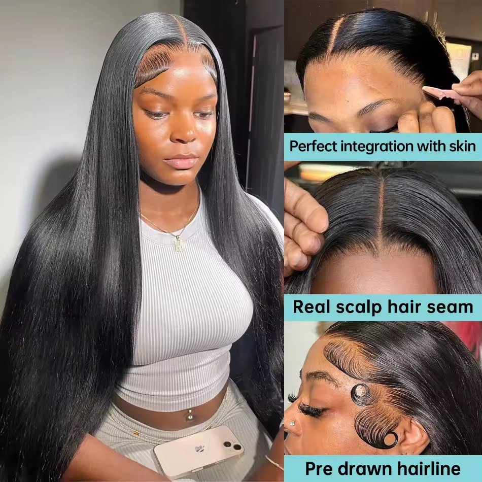 Bone Straight Brazilian Human Hair Lace Front Wig Remy HD lace Wigs Natural Human Hair Wigs For Black Women