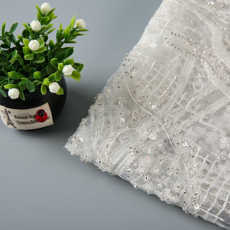 african sequined embroidery lace fabric for women party dress manufacturer bridal embroidery fabric