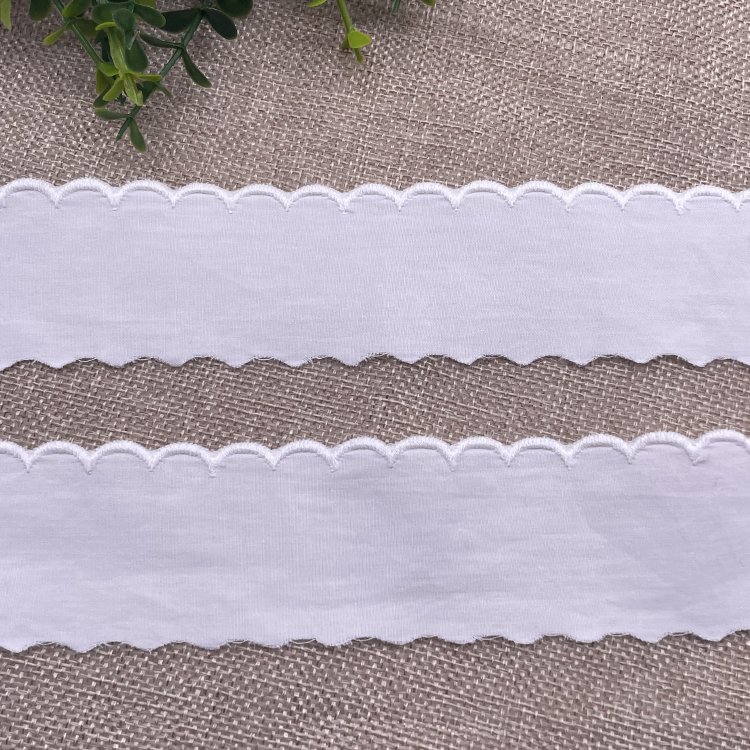 Wholesale 100%cotton embroidery lace trim white eyelet lace trim