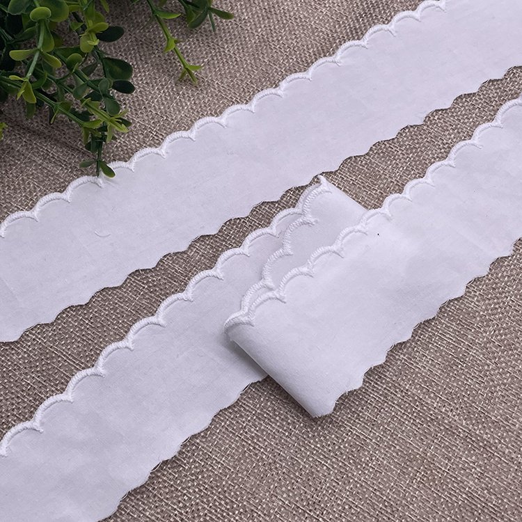 Wholesale 100%cotton embroidery lace trim white eyelet lace trim