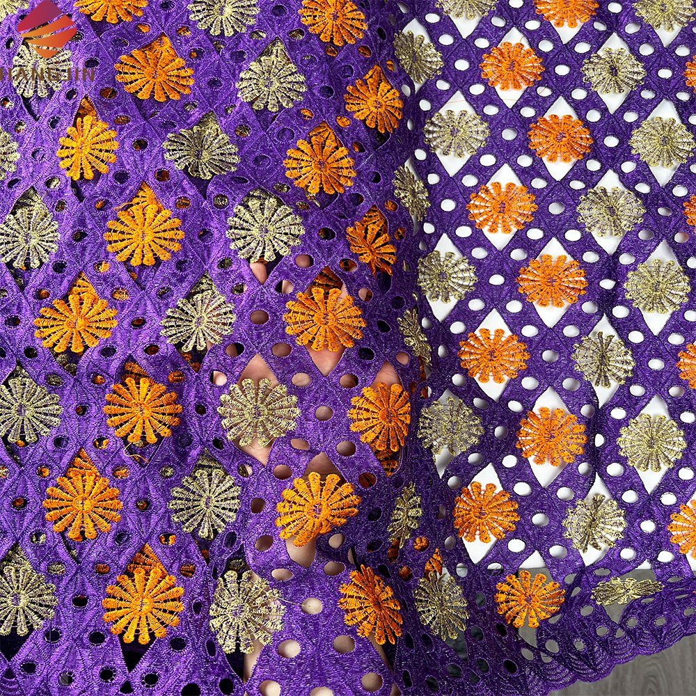 2024 New Design African Cord Lace Fabric With Sequins Embroidered Water Soluble Nigerian Guipure Lace Fabric For Women Wedding