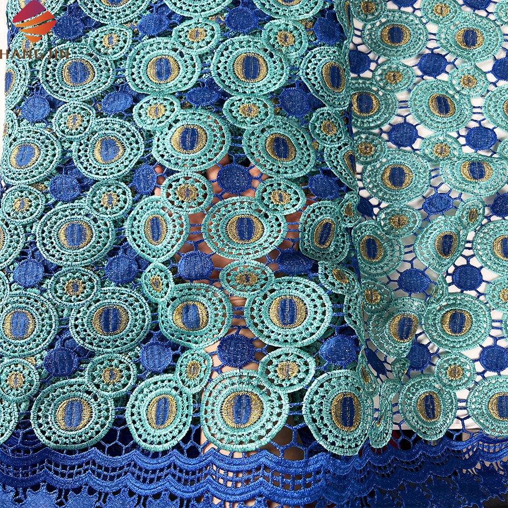 2024 New Design African Cord Lace Fabric With Sequins Embroidered Water Soluble Nigerian Guipure Lace Fabric For Women Wedding