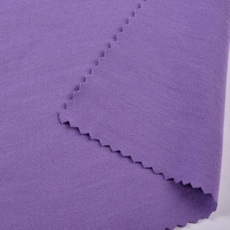 Custom color 340gsm plain dyed 57%polyester 31%rayon 12%spandex stretch jersey fabric for t-shirt,dress