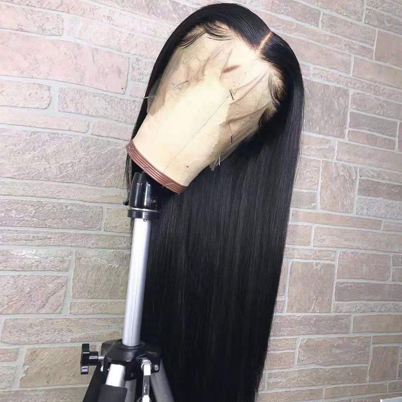 Transparent 13X4 Lace Front Wigs Middle Part Silky Straight Human Hair Wig Pre-Plucked Glueless Brazilian Virgin Hair 10"-32"
