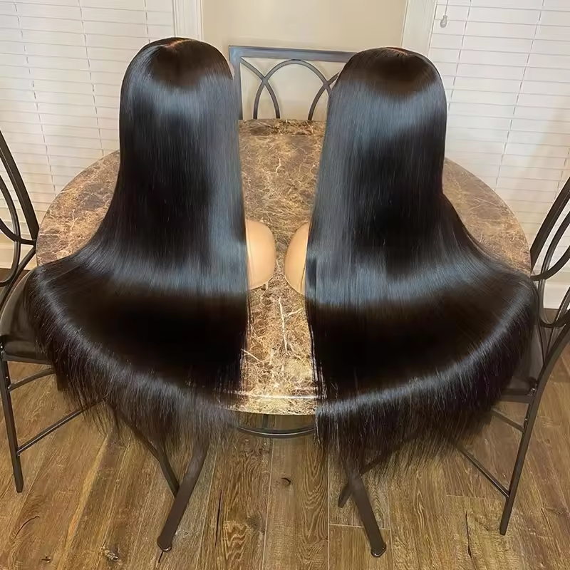 Transparent 13X4 Lace Front Wigs Middle Part Silky Straight Human Hair Wig Pre-Plucked Glueless Brazilian Virgin Hair 10"-32"