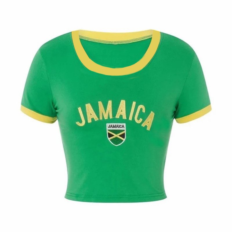 Custom Baby Tee Crop Top Casual Cotton Round Neck Hot Sale Slim Fit Raglan Sleeve Contrast Binding Ringer Cropped T Shirt