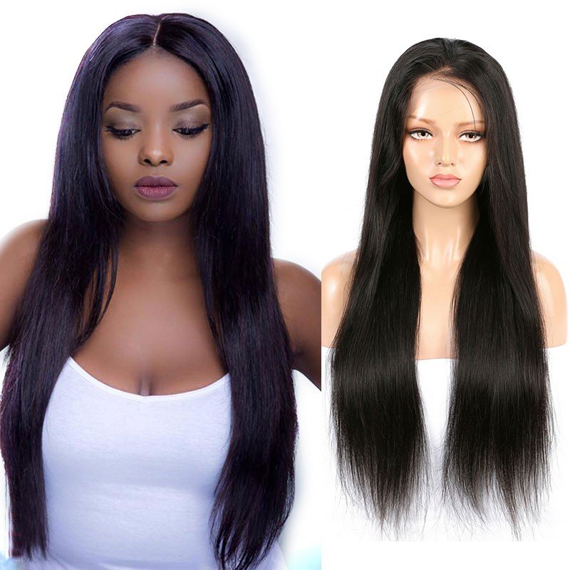 Straight Human Hair 250 Density Full Lace Wig Women Brazilian Hair Long for Black with Baby Hair Top Grade Bone Straight