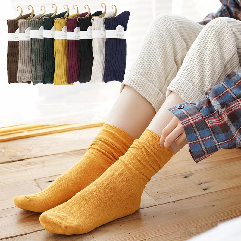 Socks Manufacturer Custom women Cotton Sport Socks Classic Loose Knitting Rib Solid Colors 9 Kinds of 4 Seasons Women Socks