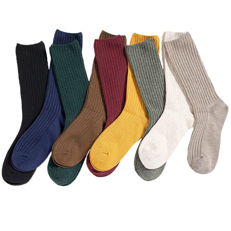 Socks Manufacturer Custom women Cotton Sport Socks Classic Loose Knitting Rib Solid Colors 9 Kinds of 4 Seasons Women Socks