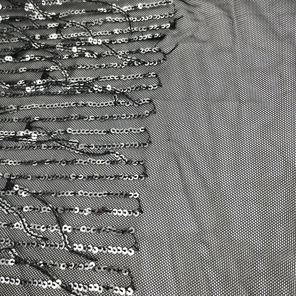 2023 new high quality 3MM stripes golden embroidered mesh fabric for evening dress
