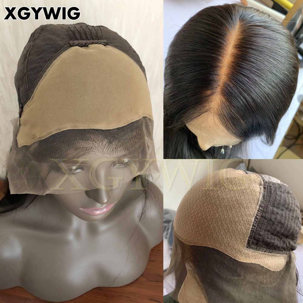 Stock 10"-30" virgin remy human hair free deep parting pre plucked 13x6 front lace wig with Fake Scalp