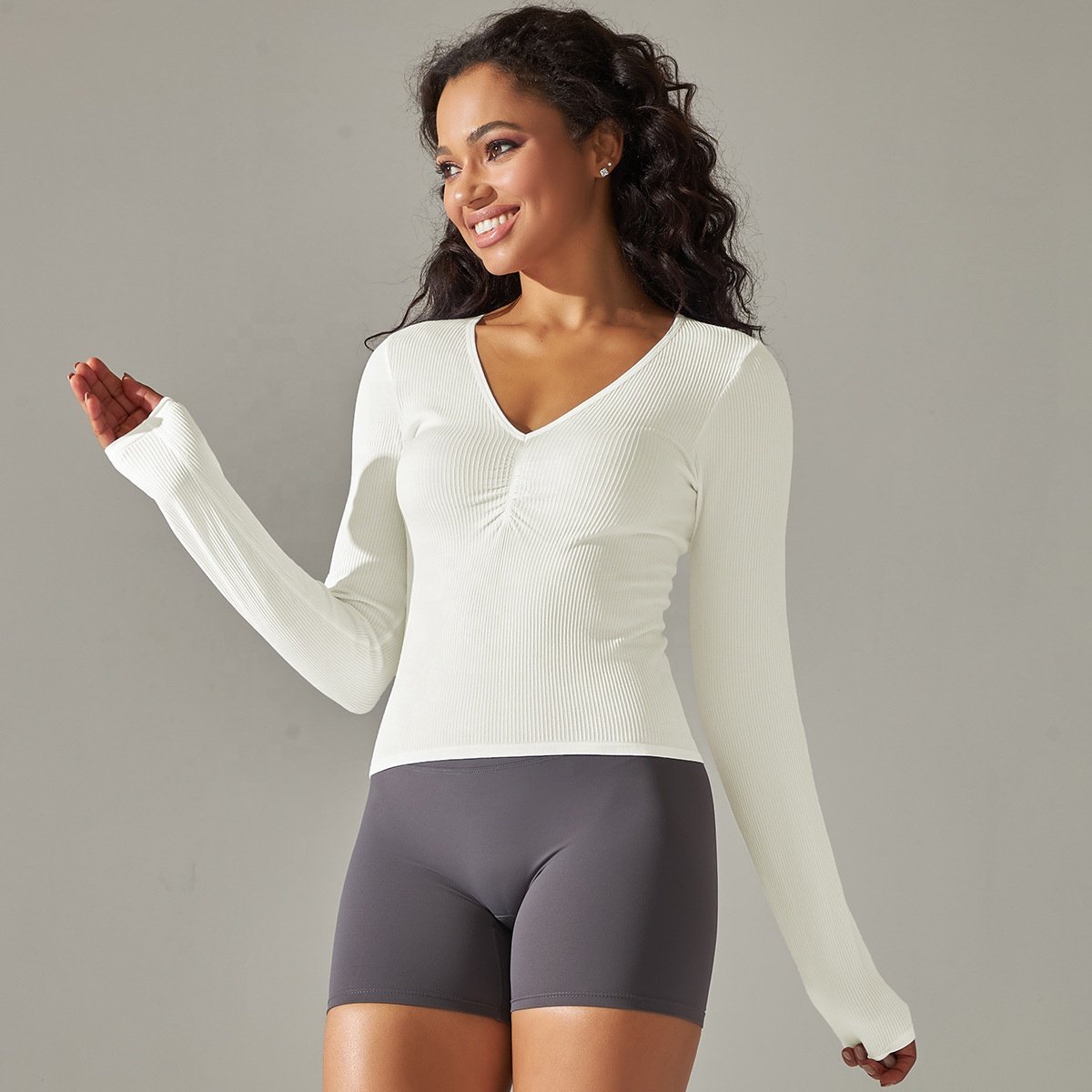 Ready To Ship Long Sleeve Tops Women Ladies Bodybuilding Yoga T-shirt Ribbed Solid Seamless Girls Sports Tops For Women Workout