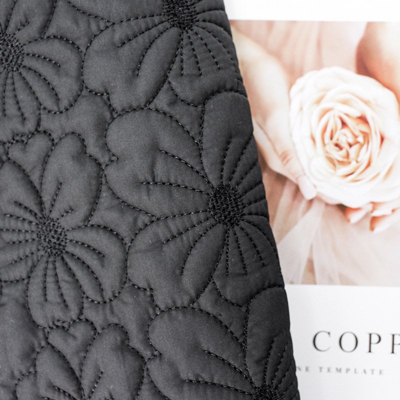 Embroidered fabric fashion pongee flower embroider fabric fall and winter cotton cloth pleated cotton factory in stock