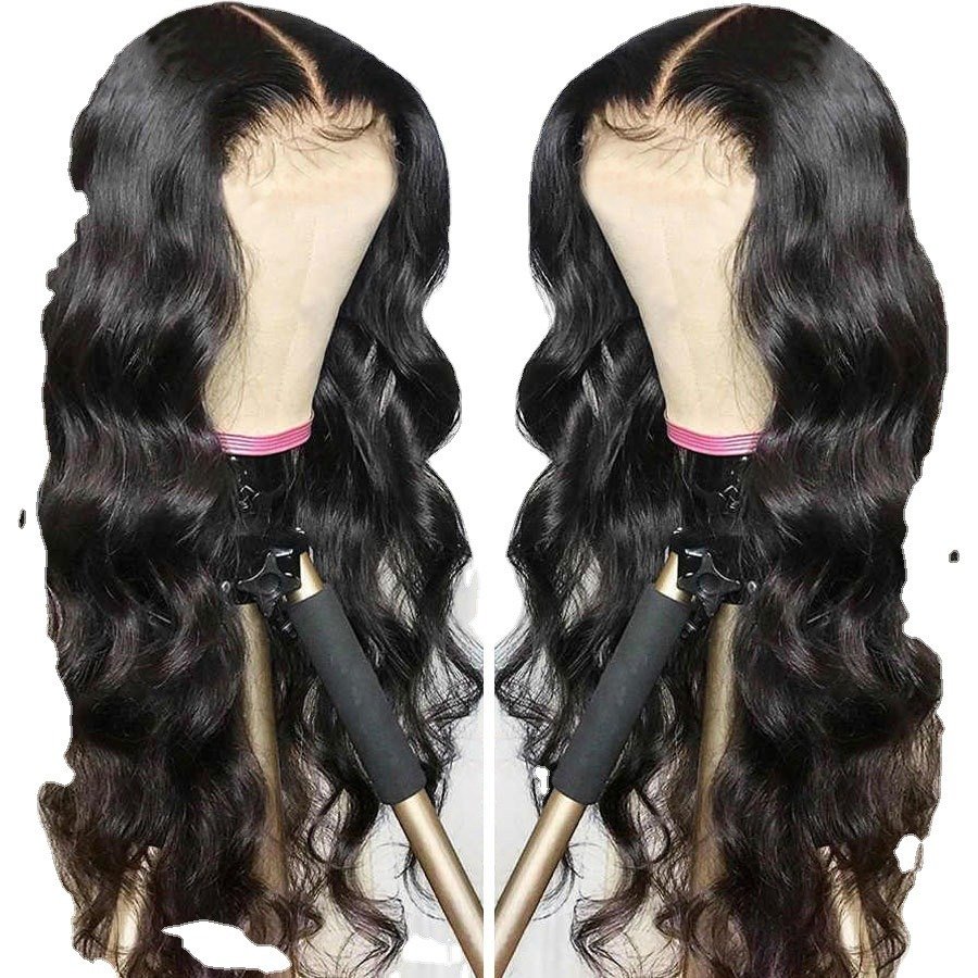 Cross-border New Wig Female Long Curly Hair Full Headgear Wig Middle Part Long Curly Round Face Natural Big Wave Front Lace 65cm