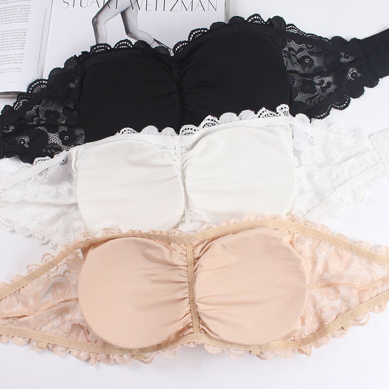 Lace Bra Wrap Breathable Women Underwear Organic Cotton High Waisted Soft With Chest Pad